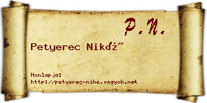 Petyerec Niké névjegykártya